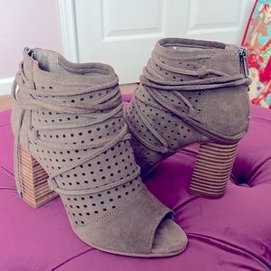 Gray Peep Toe Booties
